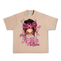 Burro pray fight believe breast cancer afro messy bun Urban Heavy Tee - texasbilliewilder