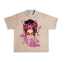 French Oak pray fight believe breast cancer afro messy bun Urban Heavy Tee - texasbilliewilder