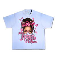 Grape Ice pray fight believe breast cancer afro messy bun Urban Heavy Tee - texasbilliewilder
