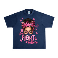 Navy pray fight believe breast cancer afro messy bun Urban Heavy Tee - texasbilliewilder