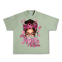 Oil Green pray fight believe breast cancer afro messy bun Urban Heavy Tee - texasbilliewilder