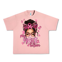 Salmon pray fight believe breast cancer afro messy bun Urban Heavy Tee - texasbilliewilder