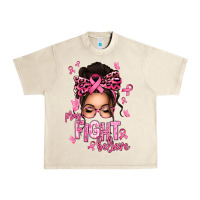 Sandshell pray fight believe breast cancer afro messy bun Urban Heavy Tee - texasbilliewilder