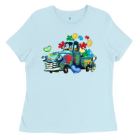 Baby Blue autism truck Ladies Tee - LillyAllenDesigns
