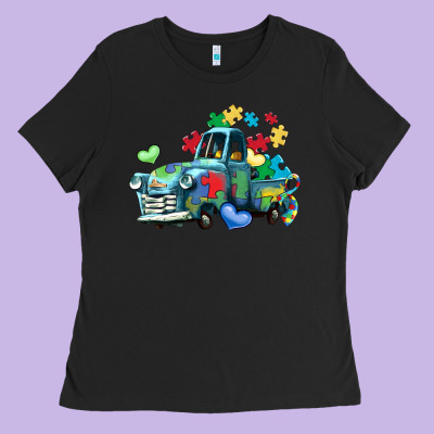 Autism Truck Ladies Tee Designed By Lillyallendesigns