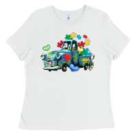 White autism truck Ladies Tee - LillyAllenDesigns