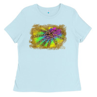 Baby Blue colorful glitter leopard background Ladies Tee - RanaPortraitStore