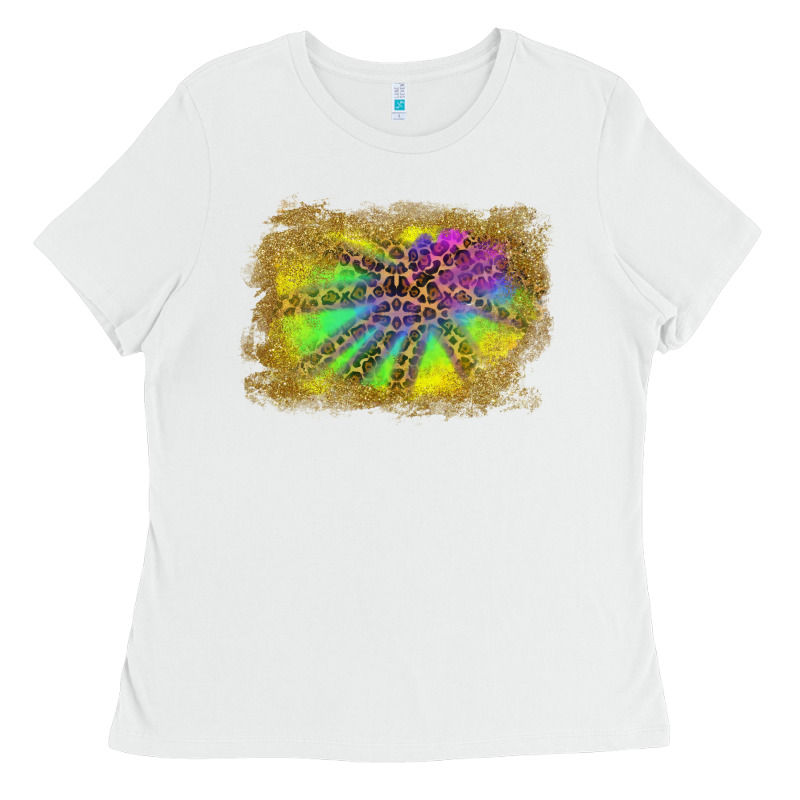 Colorful Glitter Leopard Background Ladies Tee by RanaPortraitStore | Teevron