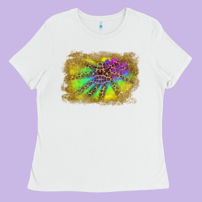 Colorful Glitter Leopard Background Ladies Tee Designed By Ranaportraitstore
