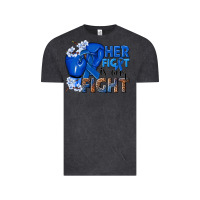 Vintage Black Her fight is our fight Colon Cancer blue ribbon Vintage Tee - NancyCooperArtShop