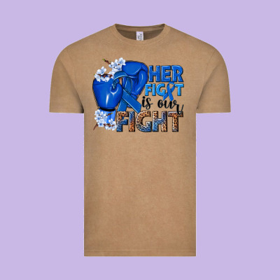 Her Fight Is Our Fight Colon Cancer Blue Ribbon Vintage Tee Designed By Nancycooperartshop