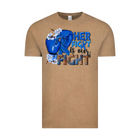 Vintage Coffee Her fight is our fight Colon Cancer blue ribbon Vintage Tee - NancyCooperArtShop