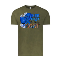 Vintage Olive Her fight is our fight Colon Cancer blue ribbon Vintage Tee - NancyCooperArtShop