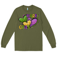 Army Green mardi gras heart Long Sleeve Tee - CowGirlArtShop