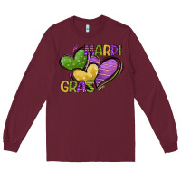 Burgundy mardi gras heart Long Sleeve Tee - CowGirlArtShop