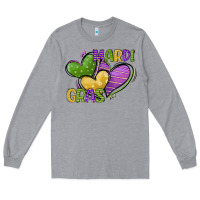 Heather Grey mardi gras heart Long Sleeve Tee - CowGirlArtShop