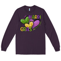 Plum mardi gras heart Long Sleeve Tee - CowGirlArtShop