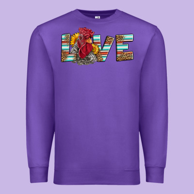 Love Rooster Head Premium Sweatshirt Designed By Lillyallendesigns