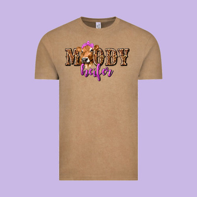Moody Heifer With Leopard Vintage Tee Designed By Texasbilliewilder