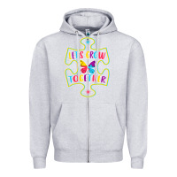 Heather Grey Let s Grow Together Zipper Hoodie - CowhideDigitalArt