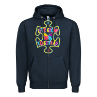 Navy Let s Grow Together Zipper Hoodie - CowhideDigitalArt