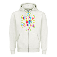 Oatmeal Heather Let s Grow Together Zipper Hoodie - CowhideDigitalArt