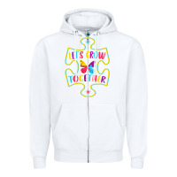 White Let s Grow Together Zipper Hoodie - CowhideDigitalArt