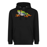 Black red eyed tree frog Heavyweight Hoodie - LillyAllenDesigns