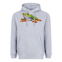 Heather Grey red eyed tree frog Heavyweight Hoodie - LillyAllenDesigns