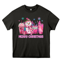 Asphalt merry christmas snowman coffee cups Heavy Core Tee - MaliasSmallBusiness