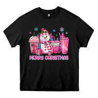 Black merry christmas snowman coffee cups Heavy Core Tee - MaliasSmallBusiness