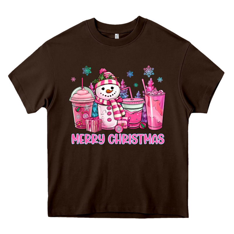 Merry Christmas Snowman Coffee Cups Heavy Core Tee by MaliasSmallBusiness | Teevron