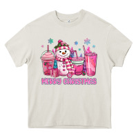 Cream merry christmas snowman coffee cups Heavy Core Tee - MaliasSmallBusiness