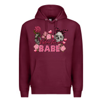 Burgundy Valentine Babe Valentine's Day Skull Premium Hoodie - FaDigitalArtStudio
