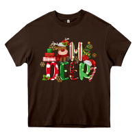 Chocolate Brown oh deer reindeer Heavy Core Tee - MaliasSmallBusiness