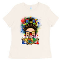 Bone autism mom messy bun Ladies Tee - LillyAllenDesigns