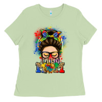 Matcha autism mom messy bun Ladies Tee - LillyAllenDesigns