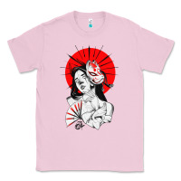 Bubblegum Pink japanese geisha samurai fox mask red sun Classic Tee - tuanDangUi