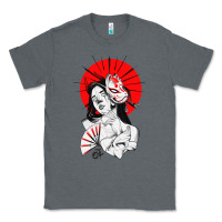 Charcoal Heather japanese geisha samurai fox mask red sun Classic Tee - tuanDangUi
