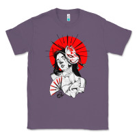 Lavender japanese geisha samurai fox mask red sun Classic Tee - tuanDangUi