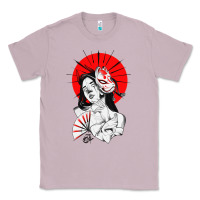 Lilac japanese geisha samurai fox mask red sun Classic Tee - tuanDangUi