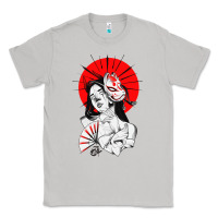 Moon Dust japanese geisha samurai fox mask red sun Classic Tee - tuanDangUi