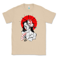 Mushroom japanese geisha samurai fox mask red sun Classic Tee - tuanDangUi