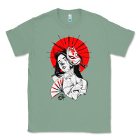 Sage japanese geisha samurai fox mask red sun Classic Tee - tuanDangUi