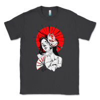 Smoke japanese geisha samurai fox mask red sun Classic Tee - tuanDangUi