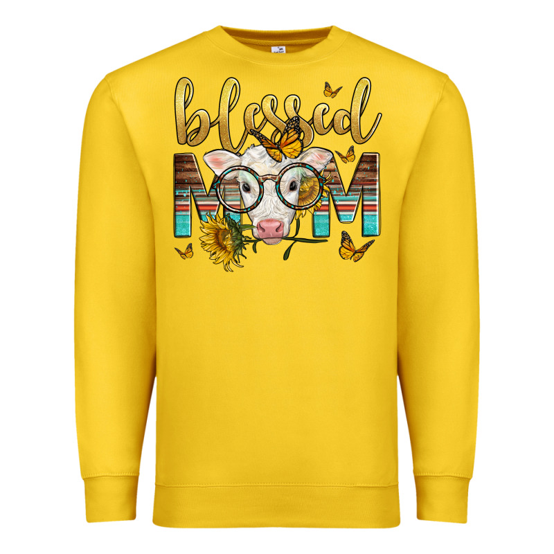 Western Blessed Mom Baby Calf Premium Sweatshirt by LillyAllenDesigns | Teevron