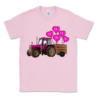 Bubblegum Pink valentines day pink tractor with pink heart balloo Classic Tee - RanaPortraitStore