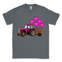 Charcoal Heather valentines day pink tractor with pink heart balloo Classic Tee - RanaPortraitStore