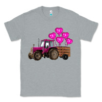 Heather Grey valentines day pink tractor with pink heart balloo Classic Tee - RanaPortraitStore