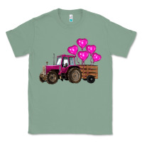 Sage valentines day pink tractor with pink heart balloo Classic Tee - RanaPortraitStore